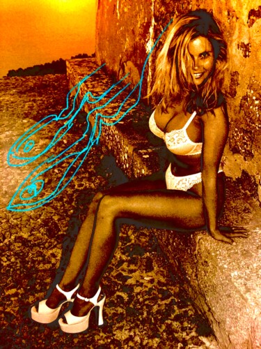 Colagens intitulada "Sex..bomb Gold 1" por Bernie Spielmann, Obras de arte originais, Acrílico