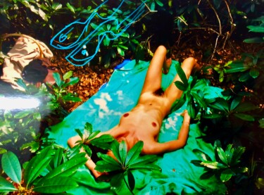 Collages intitulée "Sex…amazone im park2" par Bernie Spielmann, Œuvre d'art originale, Acrylique