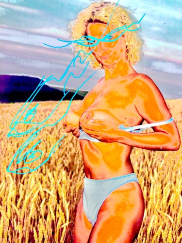 Collagen mit dem Titel "Sex..Blue fish&eys2" von Bernie Spielmann, Original-Kunstwerk, Acryl