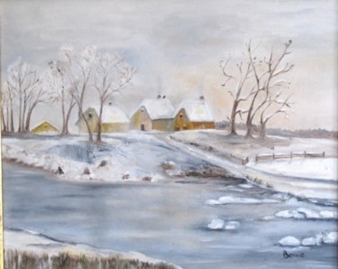 Painting titled "Sous la neige" by Bernie38, Original Artwork