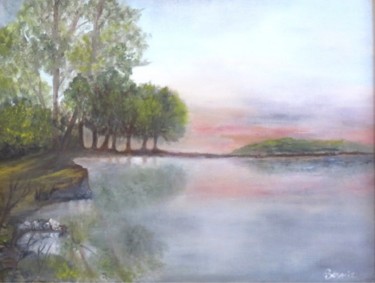 Painting titled "Reflets sur l'étang" by Bernie38, Original Artwork