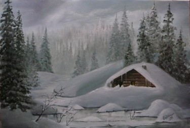 Painting titled "hiver2" by Bernadette Maréchal, Original Artwork