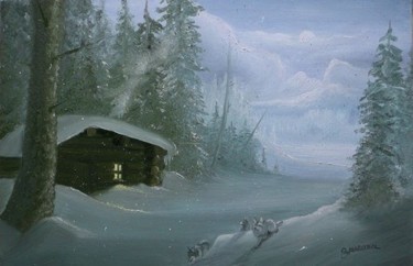Painting titled "hiver4" by Bernadette Maréchal, Original Artwork