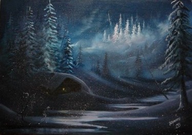 Painting titled "hiver8" by Bernadette Maréchal, Original Artwork