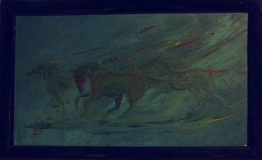 Pintura intitulada "chevaux" por Bernadette Maréchal, Obras de arte originais