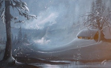 Painting titled "hiver1" by Bernadette Maréchal, Original Artwork