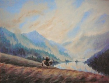 Painting titled "reve nordique" by Bernadette Maréchal, Original Artwork