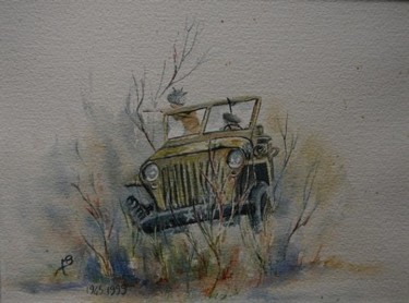 Pittura intitolato "la vieille jeep" da Bernadette Maréchal, Opera d'arte originale