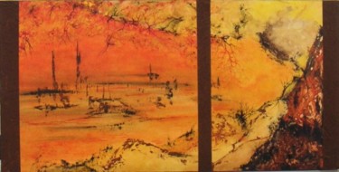 Peinture intitulée "rouge couchant 2" par Didier Bernis, Œuvre d'art originale, Huile