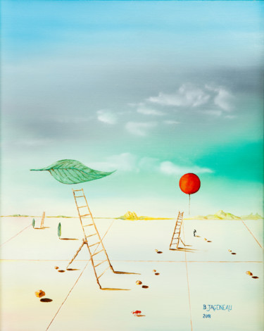 Malerei mit dem Titel "le ballon" von Bernard Jageneau, Original-Kunstwerk, Öl