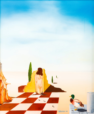 Peinture intitulée "rêve de canard" par Bernard Jageneau, Œuvre d'art originale, Huile