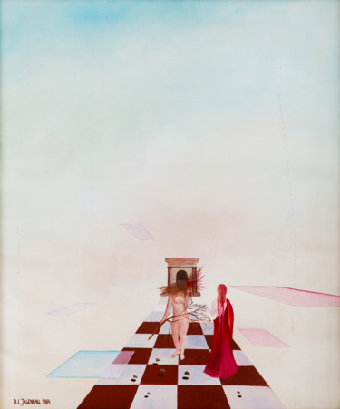 Pintura titulada "la rencontre" por Bernard Jageneau, Obra de arte original, Oleo