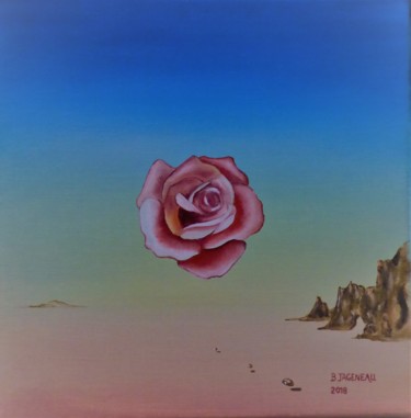 Painting titled "Rose" by Bernard Jageneau, Original Artwork, Oil