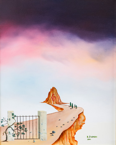 Schilderij getiteld "the gate" door Bernard Jageneau, Origineel Kunstwerk, Olie
