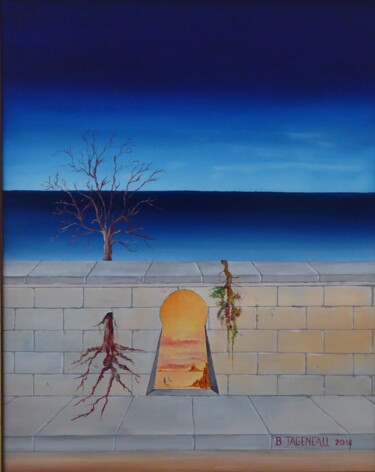 Картина под названием "le mur" - Bernard Jageneau, Подлинное произведение искусства, Масло