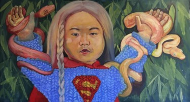 Schilderij getiteld "Kim Jong-un" door Bert Lepel, Origineel Kunstwerk, Acryl