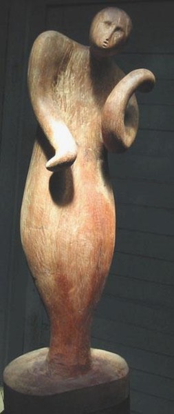 Skulptur mit dem Titel "Violinist wood" von Bertalan, Original-Kunstwerk