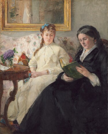 Painting titled "La Mère et la soeur…" by Berthe Morisot, Original Artwork, Oil