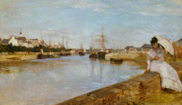 Pittura intitolato "Vue du petit port d…" da Berthe Morisot, Opera d'arte originale, Olio