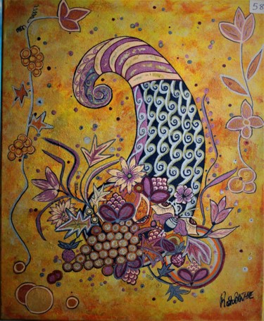 Pintura intitulada "corne d'abondance" por Berthe Rosso, Obras de arte originais, Acrílico