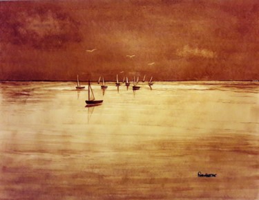 Peinture intitulée "mer plate" par Berthe Rosso, Œuvre d'art originale, Autre