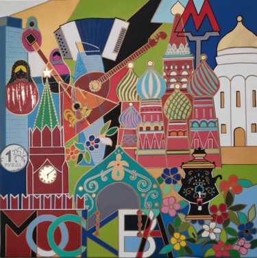 Painting titled "MOSCOU" by Berthe Rosso, Original Artwork, Acrylic