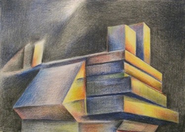 Painting titled "Gebäude" by Berthold Maier, Original Artwork