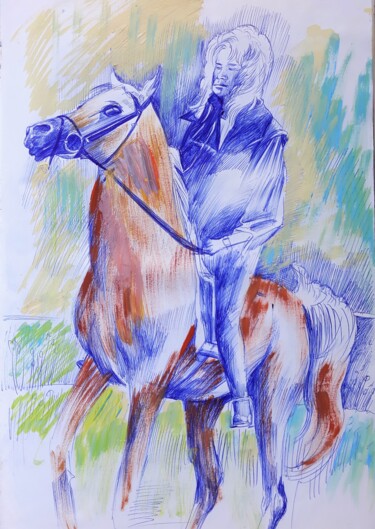 Drawing titled "Riding" by Berthold Von Kamptz, Original Artwork, Other