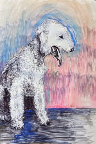 Dessin intitulée "The Dog Ludwig" par Berthold Von Kamptz, Œuvre d'art originale, Stylo à bille