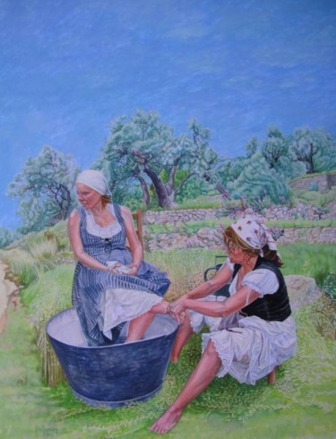 Painting titled "la pause des cueill…" by Berthoumieux, Original Artwork, Other
