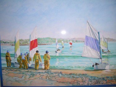 Painting titled "jeux d'eau" by Berthoumieux, Original Artwork, Gouache