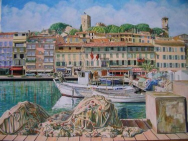 Peinture intitulée "Cannes, le port de…" par Berthoumieux, Œuvre d'art originale