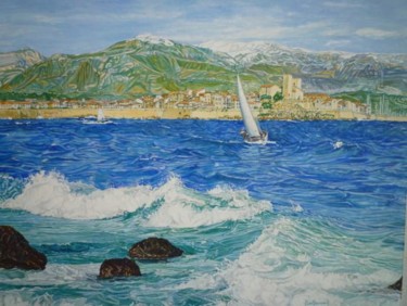 Painting titled "La grande bleue" by Berthoumieux, Original Artwork, Oil