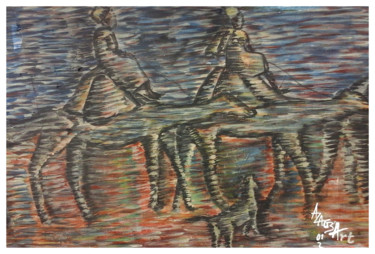 Pittura intitolato "Le chien aboie, la…" da Azagb' Art, Opera d'arte originale, Olio Montato su Altro pannello rigido