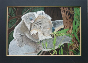 Dessin intitulée "LE PETIT KOALA ET S…" par Bertrand Lhermenier, Œuvre d'art originale, Pastel