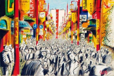 Peinture intitulée "chinatown" par Bertrand Alary, Œuvre d'art originale, Huile