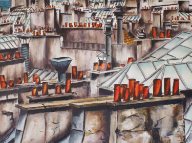 Pintura intitulada "PARIS" por Bertrand Alary, Obras de arte originais, Óleo
