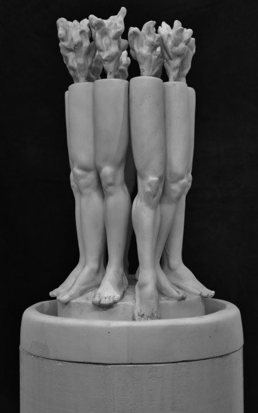 Scultura intitolato "Kudde ( Troupeau )" da Bertrand Catteuw, Opera d'arte originale, Gesso