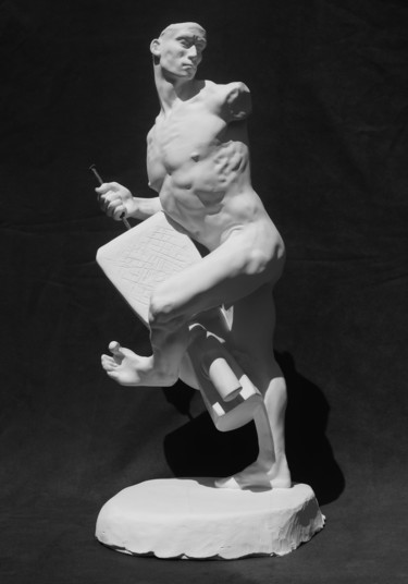 Sculpture titled "l' Homme qui tire l…" by Bertrand Catteuw, Original Artwork, Casting