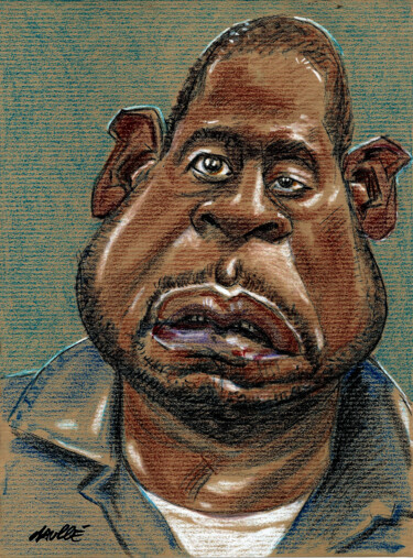 Drawing titled "Forest Whitaker" by Bertrand Daullé, Original Artwork, Pastel