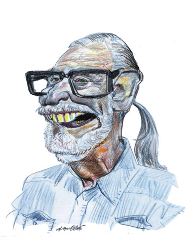 Dibujo titulada "George Romero" por Bertrand Daullé, Obra de arte original, Conté