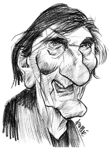 Dessin intitulée "Harry Dean Stanton" par Bertrand Daullé, Œuvre d'art originale, Crayon