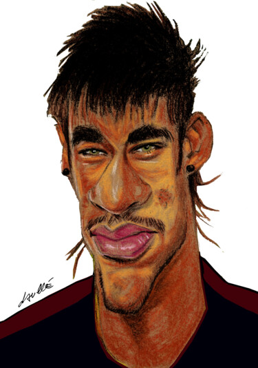 Drawing titled "Neymar" by Bertrand Daullé, Original Artwork