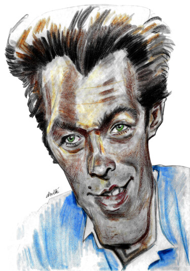 Desenho intitulada "Clint Eastwood jeune" por Bertrand Daullé, Obras de arte originais, Pastel
