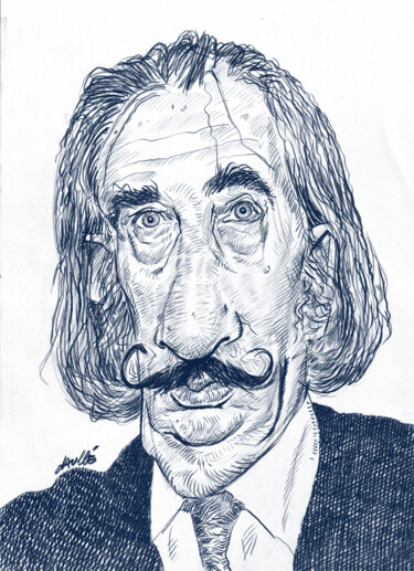图画 标题为“Salvador Dali” 由Bertrand Daullé, 原创艺术品, 铅笔