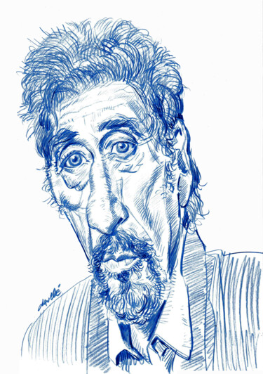Drawing titled "Al Pacino" by Bertrand Daullé, Original Artwork, Pencil