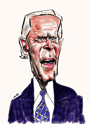 Drawing titled "Joe Biden" by Bertrand Daullé, Original Artwork, Pastel