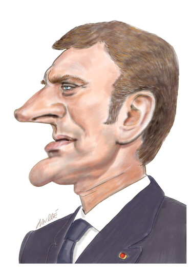Digital Arts titled "Emmanuel Macron 2022" by Bertrand Daullé, Original Artwork, Digital Painting
