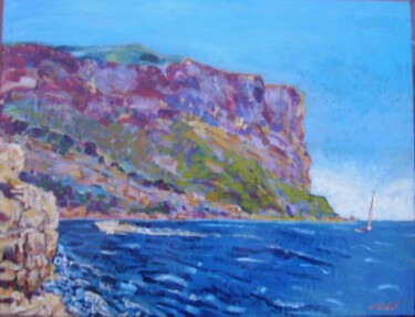 Painting titled "Cassis le Cap Canai…" by Bertrand Daullé, Original Artwork, Oil