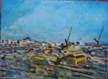 Painting titled "Port de Commerce Ma…" by Bertrand Daullé, Original Artwork, Oil